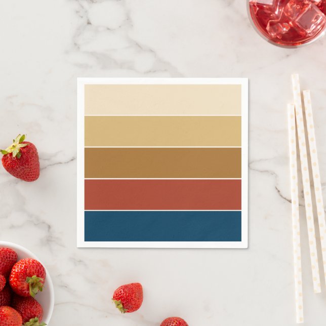 Serviette En Papier Élégantes couleurs modernes d'automne rayées (En situation)