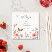 Élégantes Fleurs Sauvages et Papillons Mariage