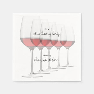 Serviette En Papier Élégantes Grandes Lunettes de Vin Rouge