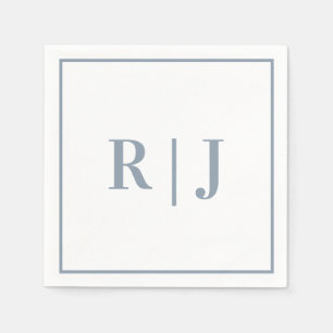 Serviette En Papier Élégantes Initiales Monogrammées de Mariage en Ble