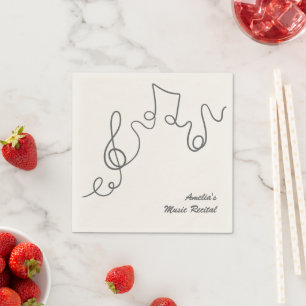 Serviette En Papier Élégantes Notes de Musique Clé de Sol Événement Mu