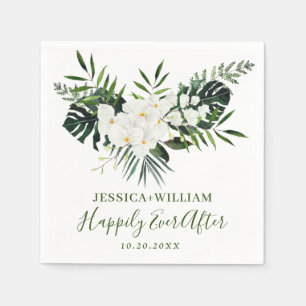 Serviette En Papier Élégantes Orchidées Blanches Bohème LANCER DE BOUQ