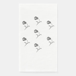 Serviette En Papier élégantes roses noires et blanches