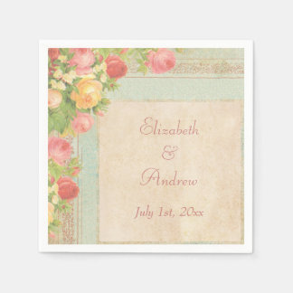 Serviette En Papier Élégantes Serviettes Mariages Roses Vintages