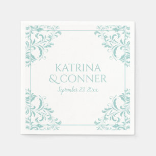 Serviette En Papier Élégantes serviettes   Nadine (Turquoise clair) 2