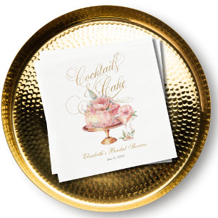 Serviette En Papier Élégants Cocktails Roses et Gâteau Baby Shower