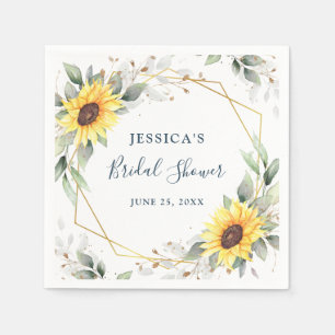Serviette En Papier Élégants Tournesols Végétal Fleurs Mariage Papier