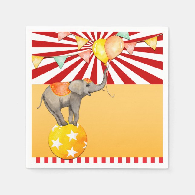 Serviette En Papier Élément de cirque sur le thème de la douche de béb (Devant)