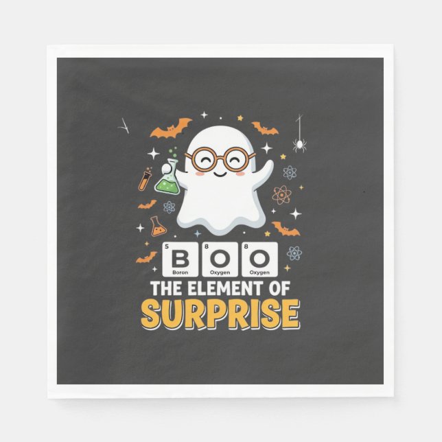 Serviette En Papier Élément de surprise de fantôme de design Halloween (Devant)