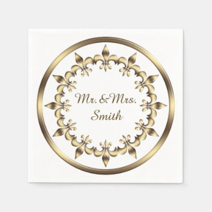 Serviette En Papier Élément royal d'or de cercle. Fleur-De-Lis.