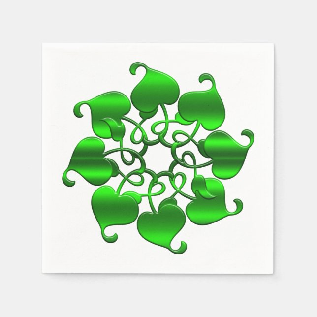 Serviette En Papier Élément St Patrick. Mandala vert. (Devant)