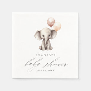 Serviette En Papier Élémentaire Éléphant avec Ballons Fête de Naissanc