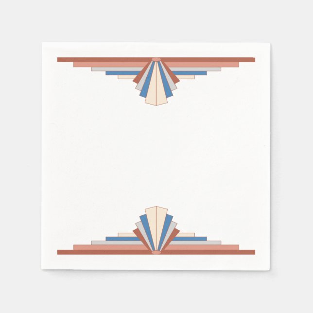 Serviette En Papier Éléments Art déco en or rose & bleu12e (Devant)