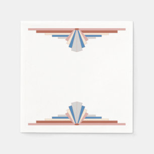 Serviette En Papier Eléments Art déco en or rose & bleu12g