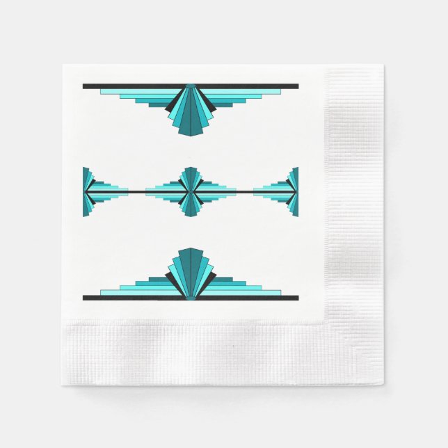 Serviette En Papier Éléments Art déco en vert turquoise (Devant)