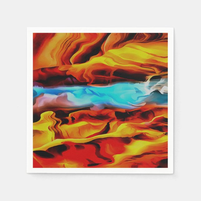 Serviette En Papier Eléments Chauds Et Froids Acrylique Verser Abstrai (Devant)