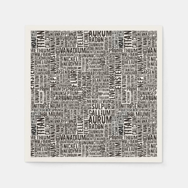 Serviette En Papier Éléments chimiques (Devant)