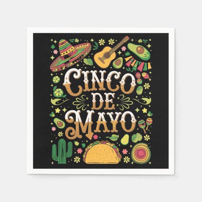 Serviette En Papier Éléments de fête mignons de la fête Cinco De Mayo (Devant)