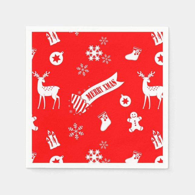 Serviette En Papier Éléments de Noël (Devant)