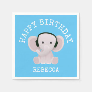 Serviette En Papier Elephant aime la musique