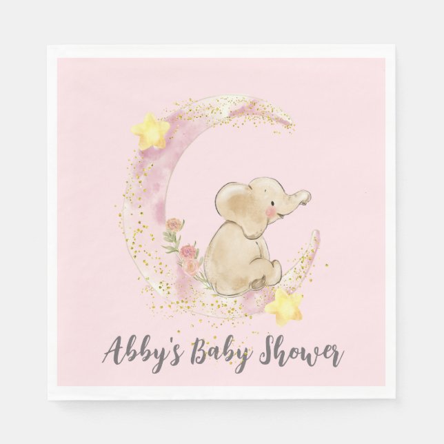 Serviette En Papier Elephant assis sur une lune (Devant)