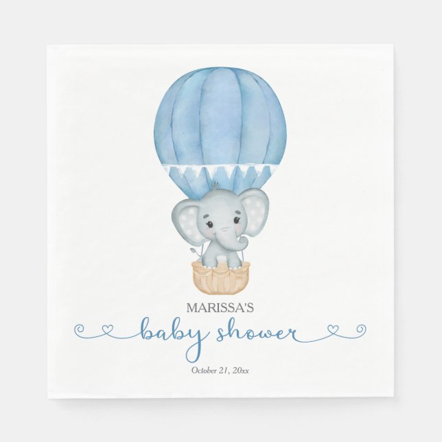 Serviette En Papier Eléphant Baby Boy Douche (Devant)