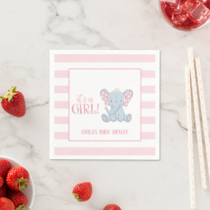Serviette En Papier Eléphant Baby shower Napkin - It's a Girl - Custom