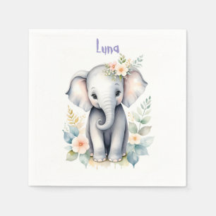 Serviette En Papier Eléphant bébé en floraison