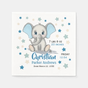 Serviette En Papier Eléphant Bébé mignon avec oreilles bleues Boy Stat