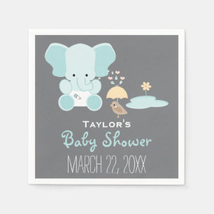 Serviette En Papier Éléphant bleu peu dans le baby shower d'oiseau d