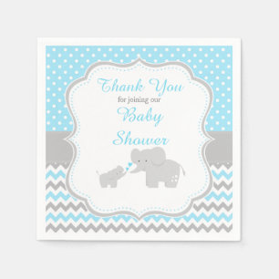 Serviette En Papier Elephant Blue et Grey Baby shower Party