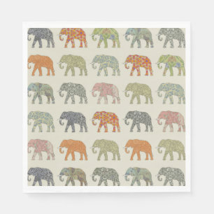 Serviette En Papier Eléphant Coloré Animal Motif contemporain