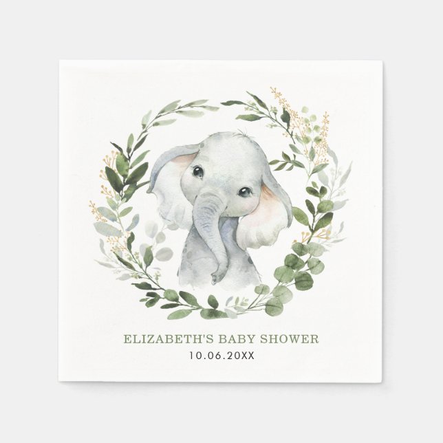 Serviette En Papier Eléphant d'arachide douce verdure botanique Baby (Devant)