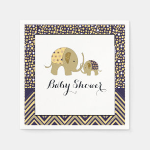 Serviette En Papier Eléphant de Bohême et Baby shower Chevron