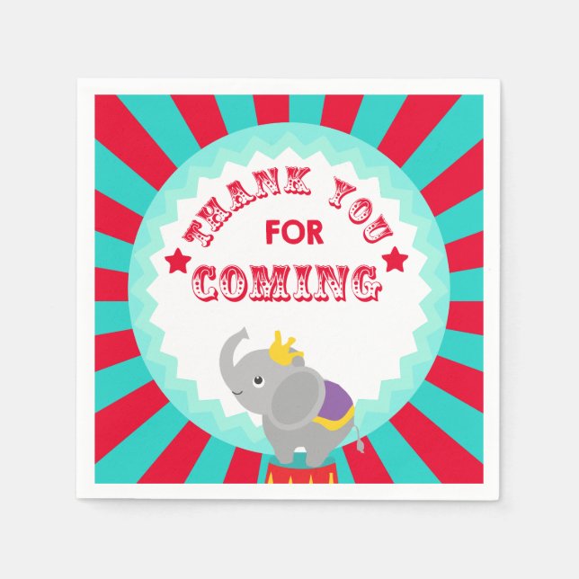 Serviette En Papier éléphant de cirque (Devant)