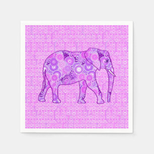 Serviette En Papier Éléphant en spirale fractale - violet et orchidée