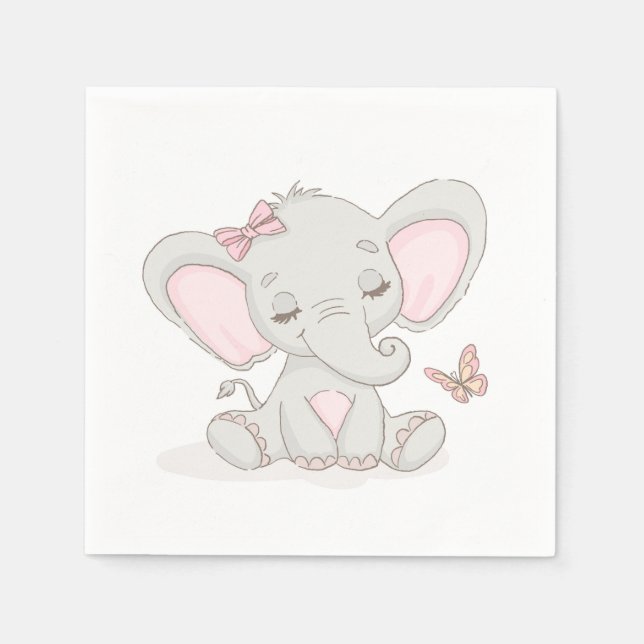 Serviette En Papier Eléphant et Papillon Zebra Napkins (Devant)