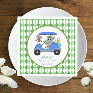 Serviette En Papier Éléphant et Singe Garçon Bébé Golf