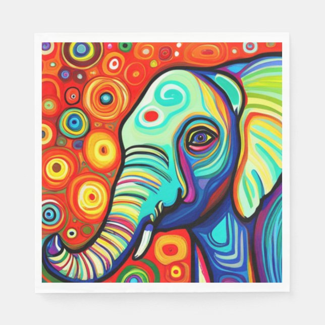 Serviette En Papier Eléphant excentrique (Devant)