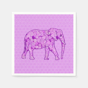 Serviette En Papier Eléphant fleur - améthyste violet