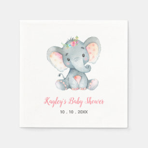 Serviette En Papier Eléphant (Floral) Baby shower Napkin