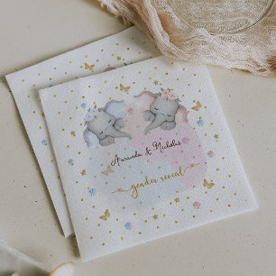 Serviette En Papier Éléphant Floral Rose Bleu Révélation du Sexe