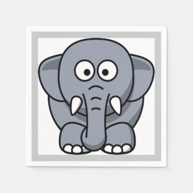 SERVIETTE EN PAPIER ÉLÉPHANT GRIS (Devant)