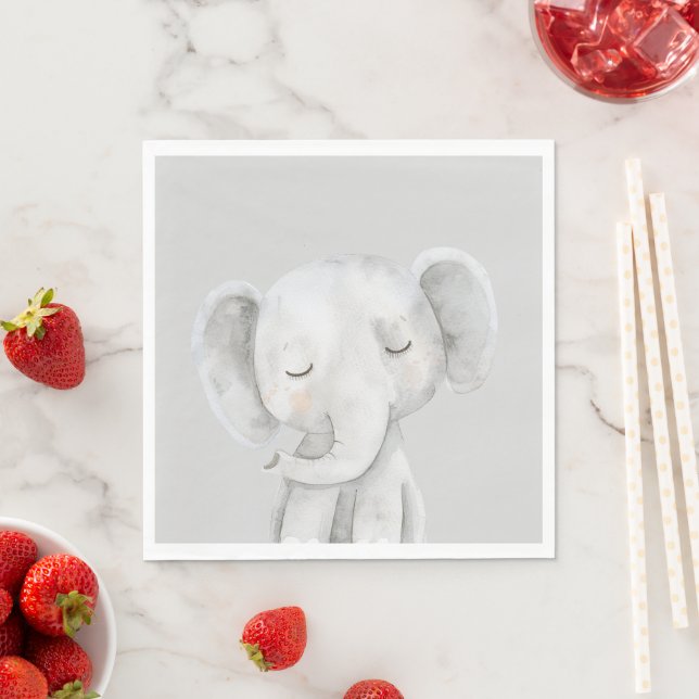 Serviette En Papier Éléphant Gris Mignon (En situation)