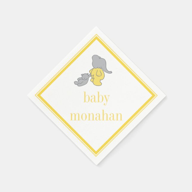 Serviette En Papier Eléphant jaune | Cocktail Napkin (Coin)