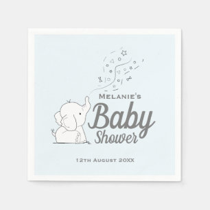 Serviette En Papier Eléphant mignon et Baby shower bleu Confetti