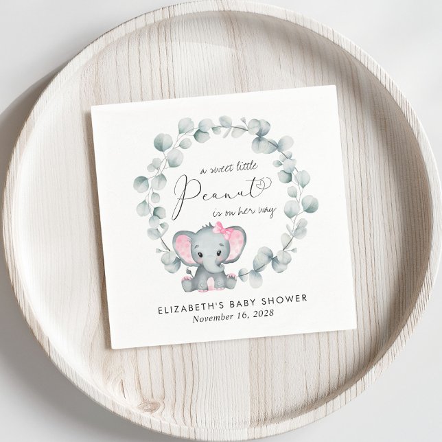 Serviette En Papier Eléphant mignon Eucalyptus Baby Girl Douche (Créateur téléchargé)