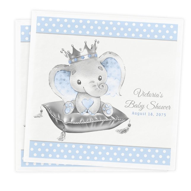 Serviette En Papier Eléphant Prince Baby shower Napkins (Créateur téléchargé)