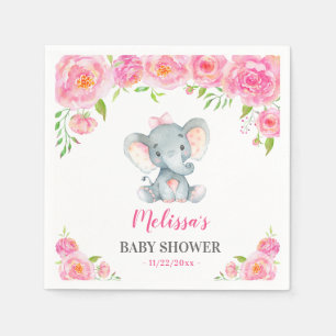 Serviette En Papier Eléphant rose Floral Baby Girl Douche aspersion