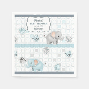 Serviette En Papier Elephant Safari Bleu Baby Shower